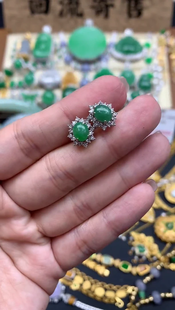 【闪购商品】翡翠耳饰18K金镶嵌208-中国好珍宝