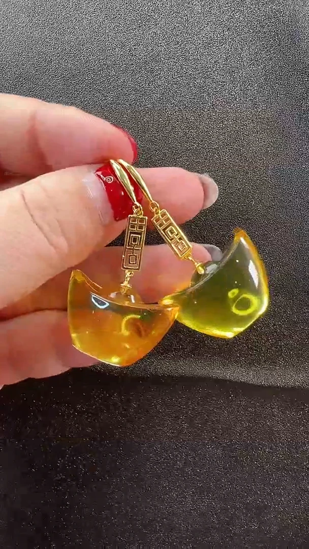 【闪购商品】琥珀耳饰未镶嵌耳环