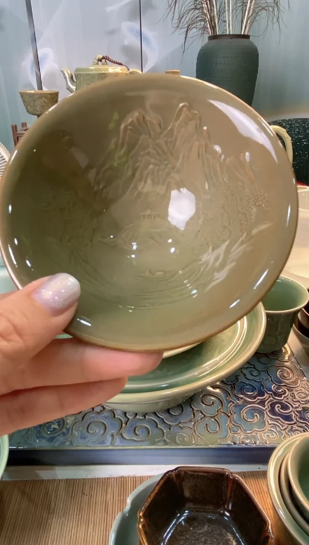 瓷片耀州窑 900002溪山斗笠 茶盏