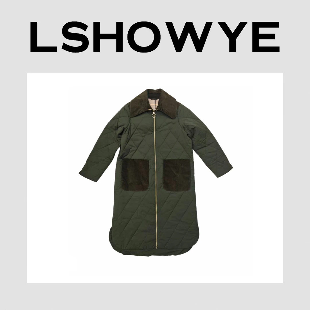 LSHOWYE｜灯芯绒领菱格长外套 7880