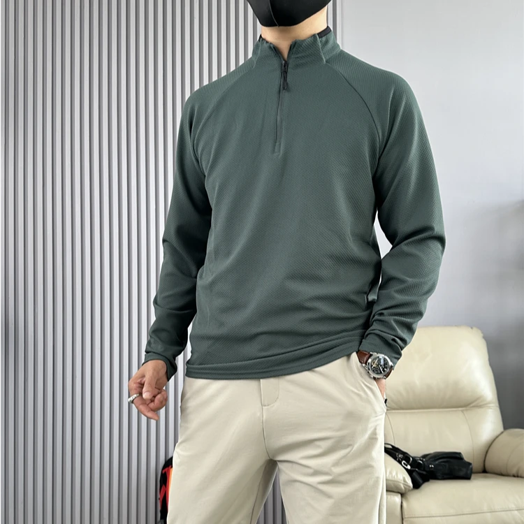 6875男士半拉链立领卫衣户外休闲运动长袖登山速干高弹