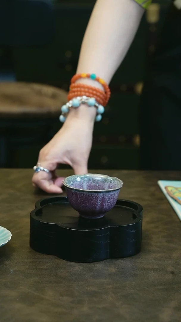 【闪购商品】 W宝丰宋官窑原产地仿古釉钧瓷花口杯