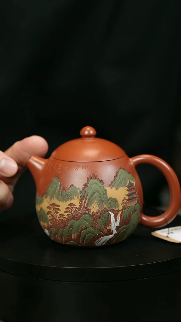 茶壶紫砂眞*H2240赵翠红彩绘大龙蛋