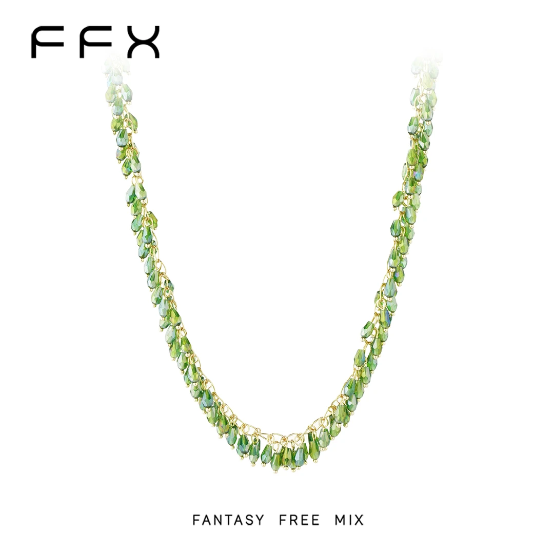 铜合金琉璃项链 弗弗西FFX【金枝绿叶】手工贵气高级流苏项链