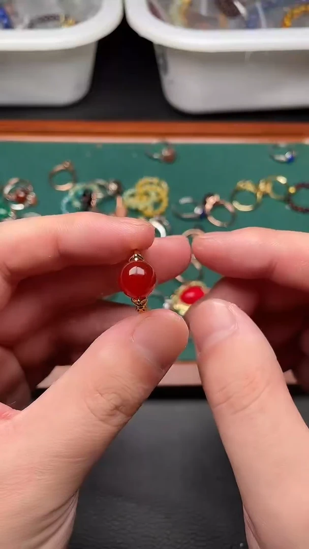 南红玛瑙未镶嵌戒指多样性发货拍一发一