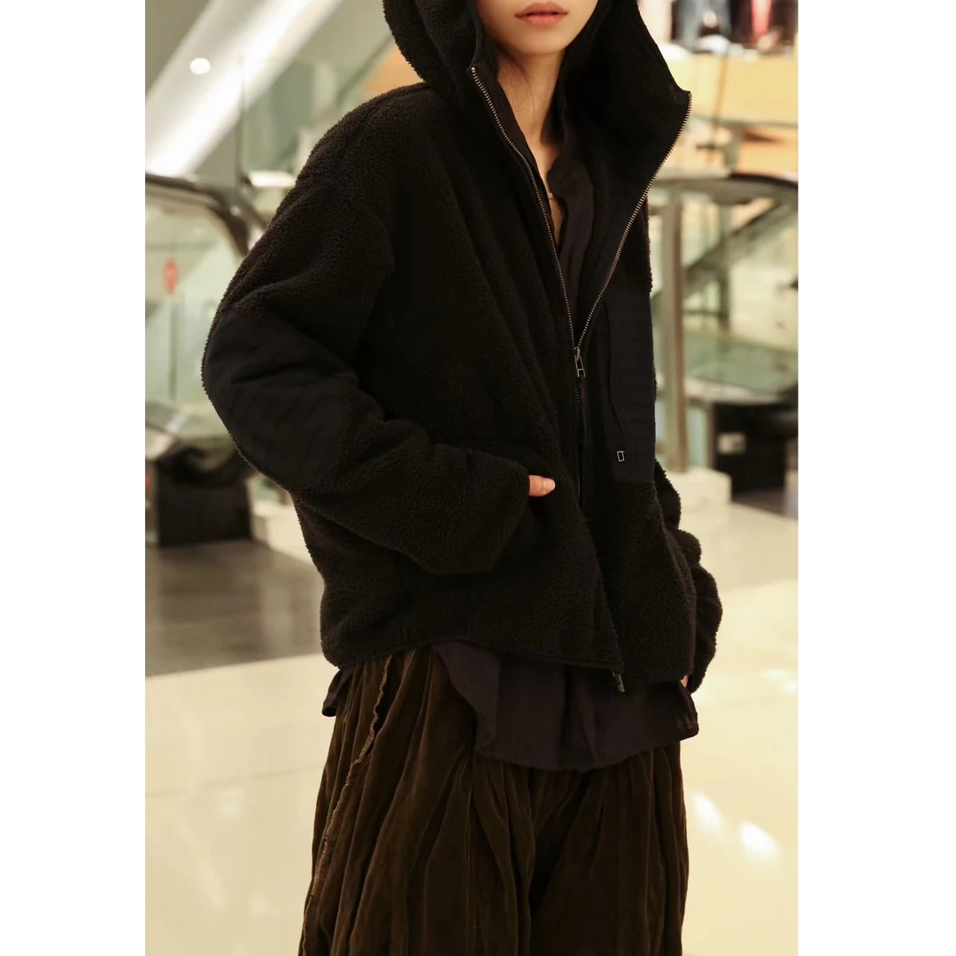 万物身客 几WT3332 连帽外套休闲保暖短款冬季拼接宽松