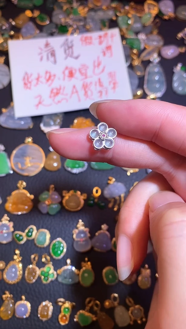 颈饰银S925镶嵌翡翠天然a货翡翠