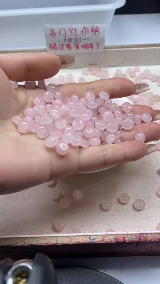 【闪购商品】水晶颈饰未镶嵌w2375粉水晶算盘8*4mm*40颗