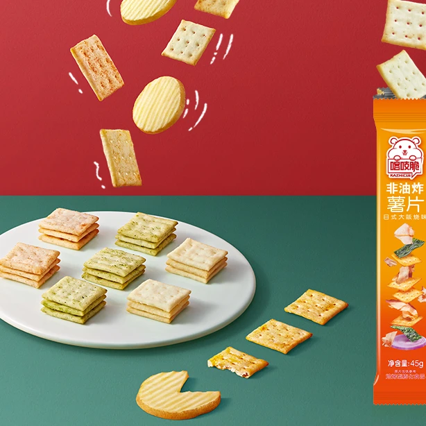 喀吱脆非油炸薯片休闲零食解馋小食45g*12支