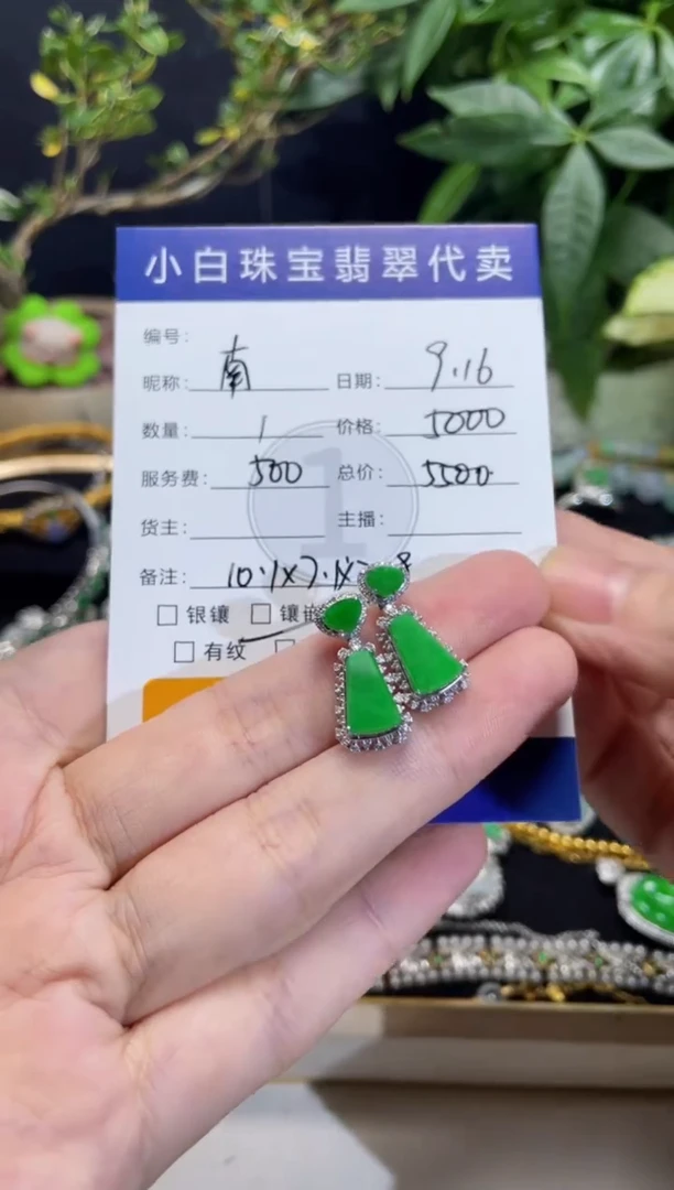 18K金镶嵌翡翠耳饰南*云耳饰