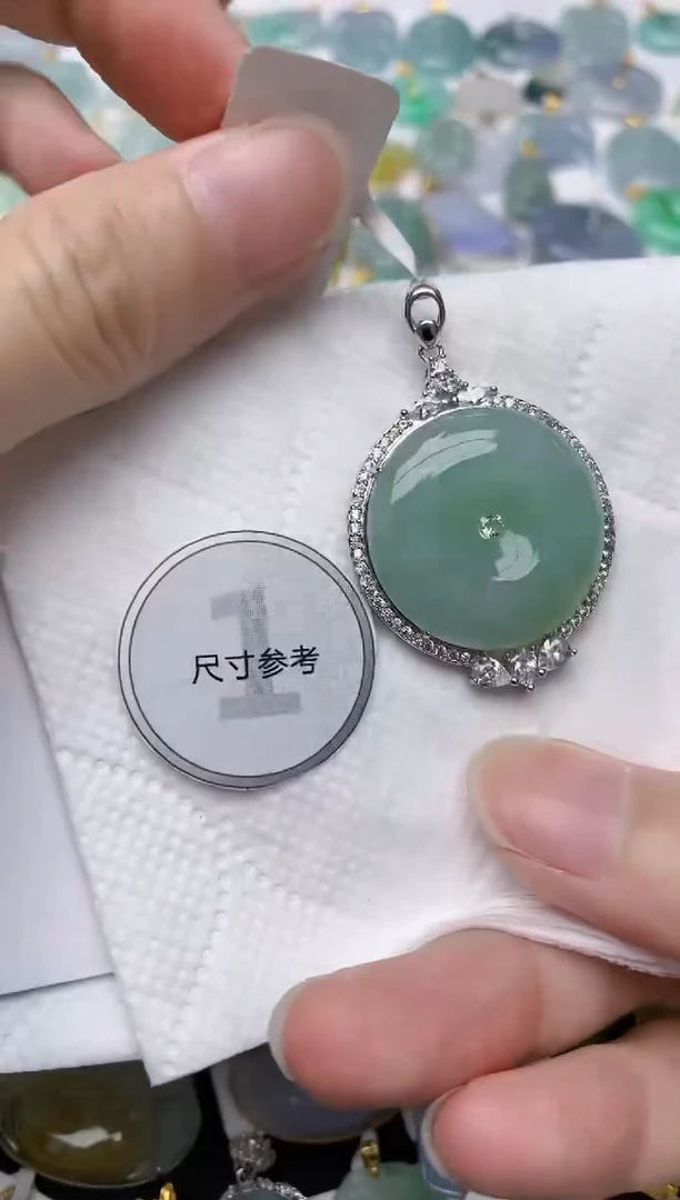 翡翠银S925镶嵌颈饰天然A货翡翠