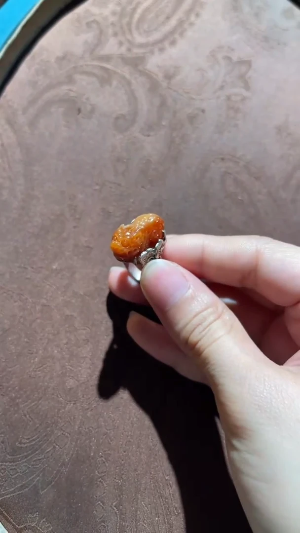 银S925镶嵌戒指翡翠 红翡绿翠