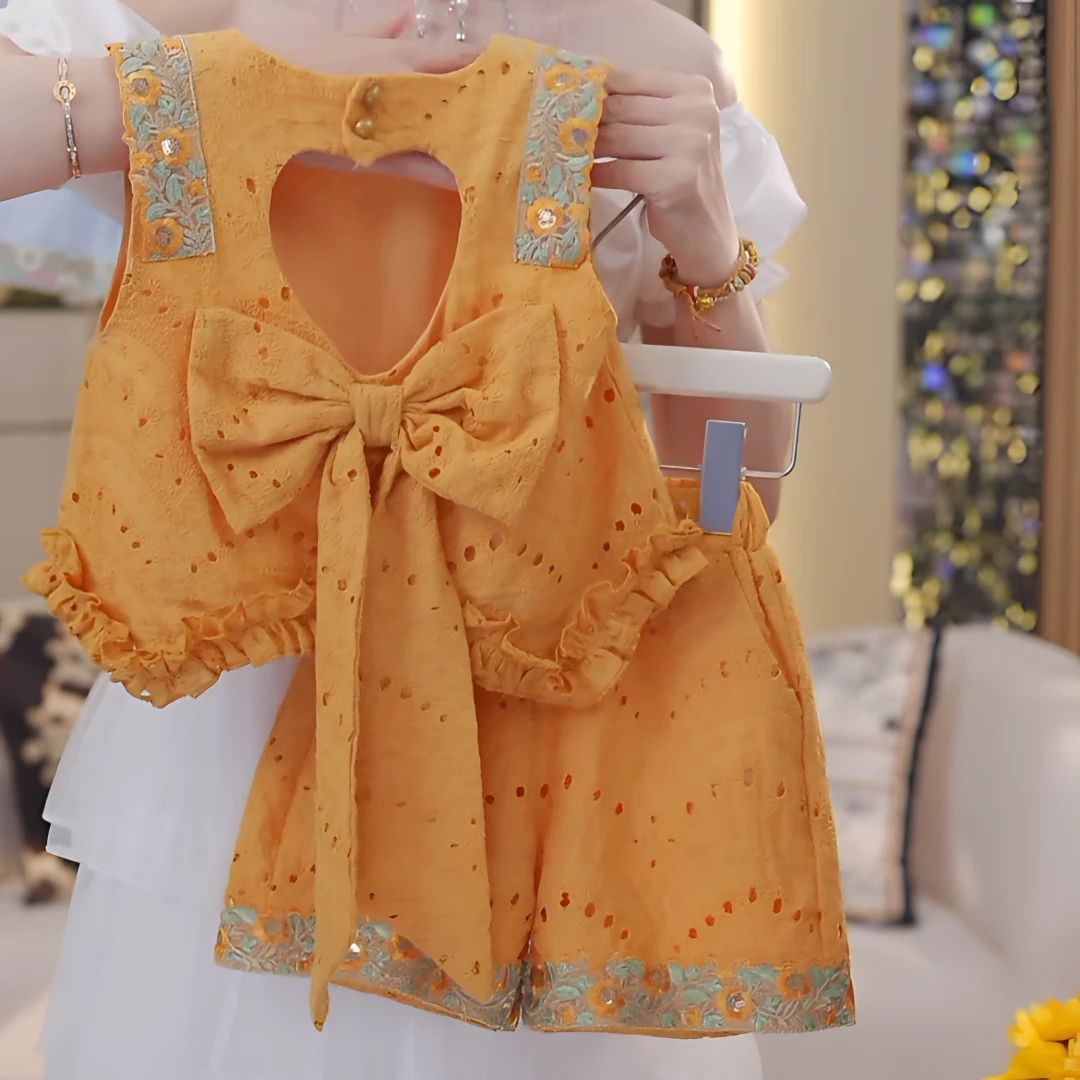 女童夏季无袖套装2025新款洋气时髦小女孩薄款夏装巨好看爆款童装