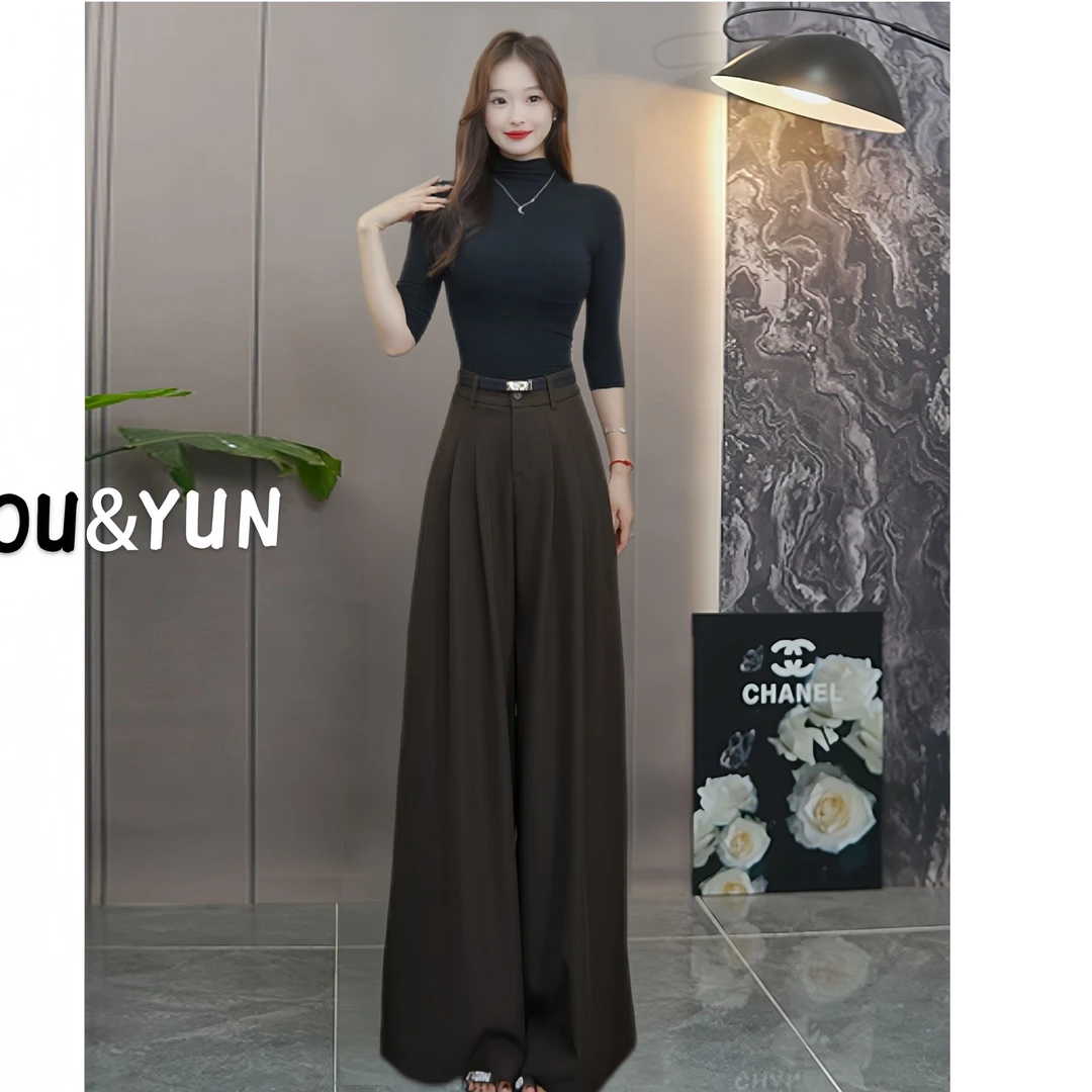 早秋款高级腰带休闲阔腿裤裙裤显高显瘦显腿长1003