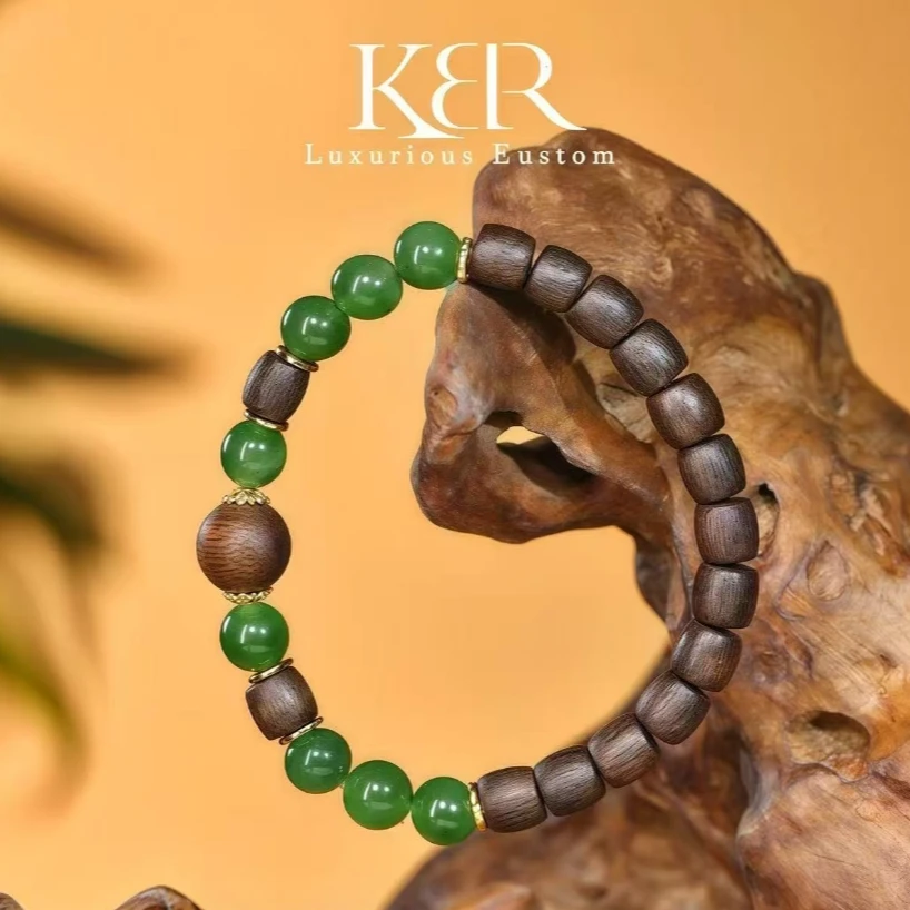 高定设计新款天然和田玉DIY手串时尚百搭大气款KBR0725003