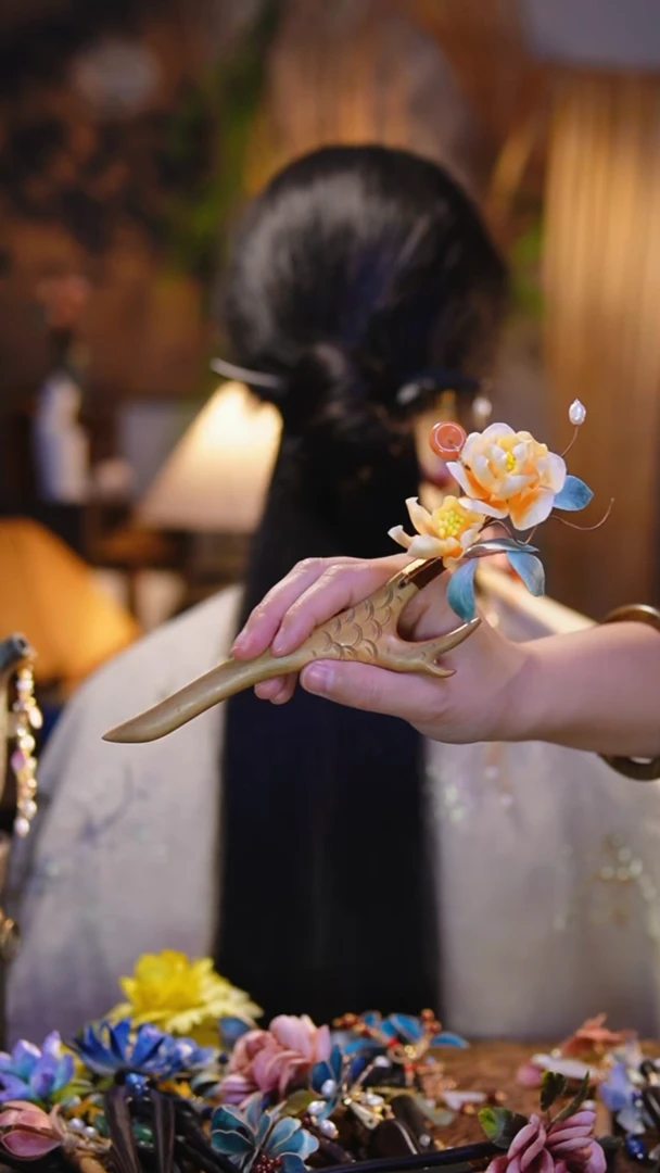 木非遗绒花工艺牡丹