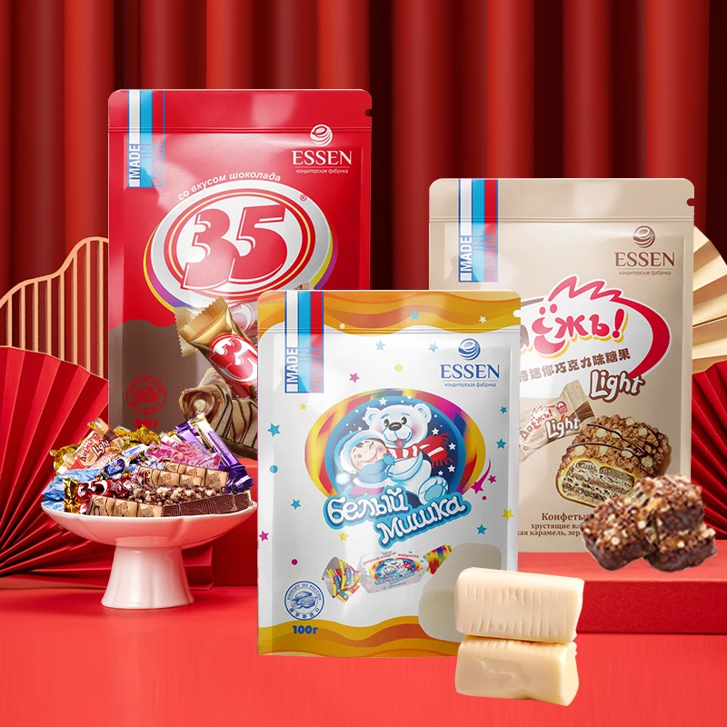 俄罗斯进口巧克力夹心糖果休息零食品90g