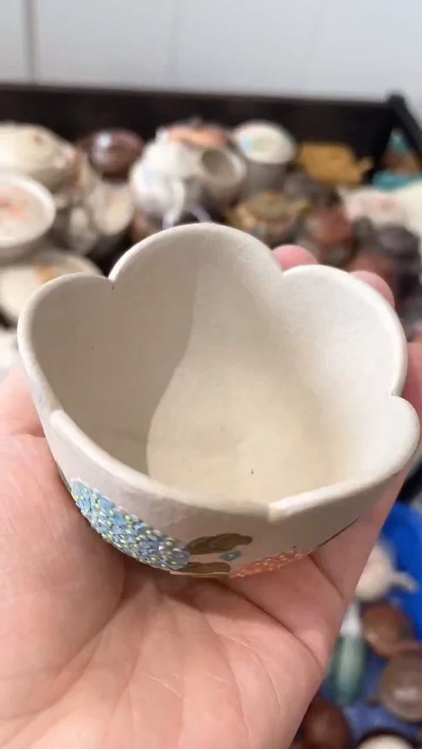 茶壶紫砂白泥花口杯