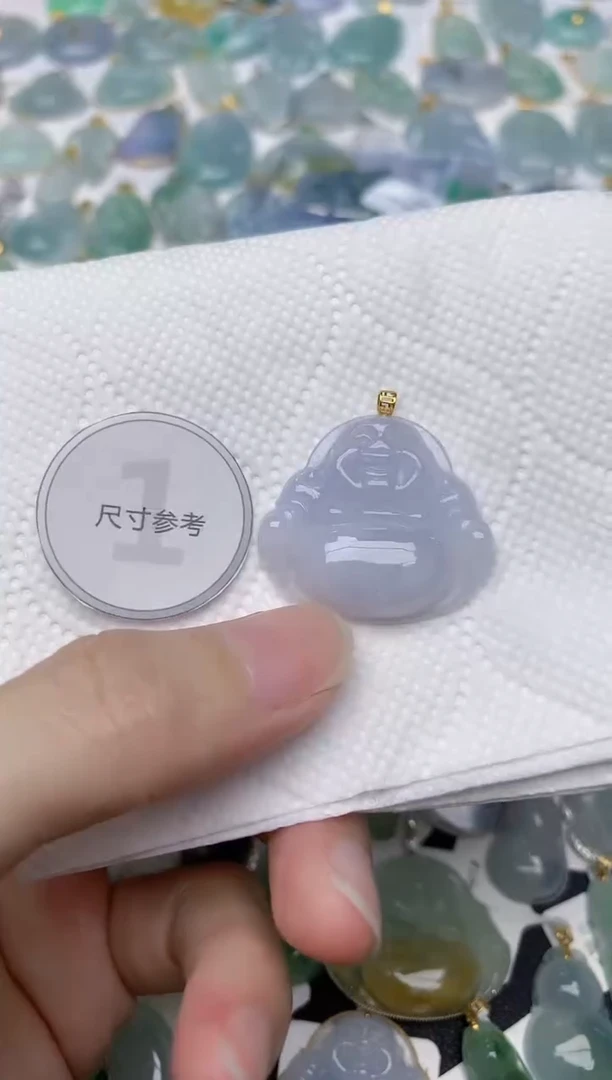 翡翠18K金镶嵌颈饰天然A货翡翠