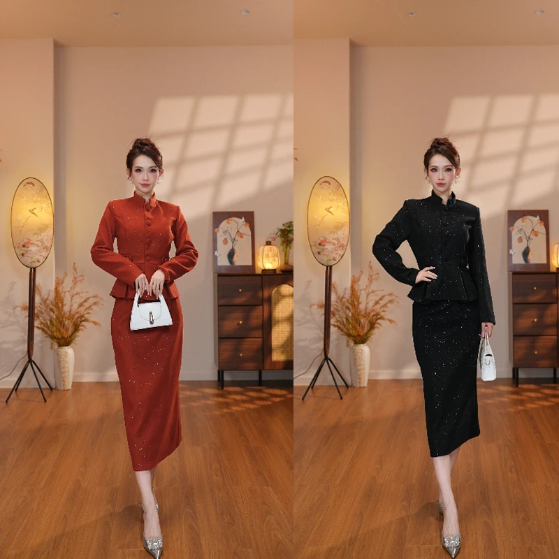 【七姐定制】【两件套】小香风套装裙高端婚宴礼服两件套LJ0148