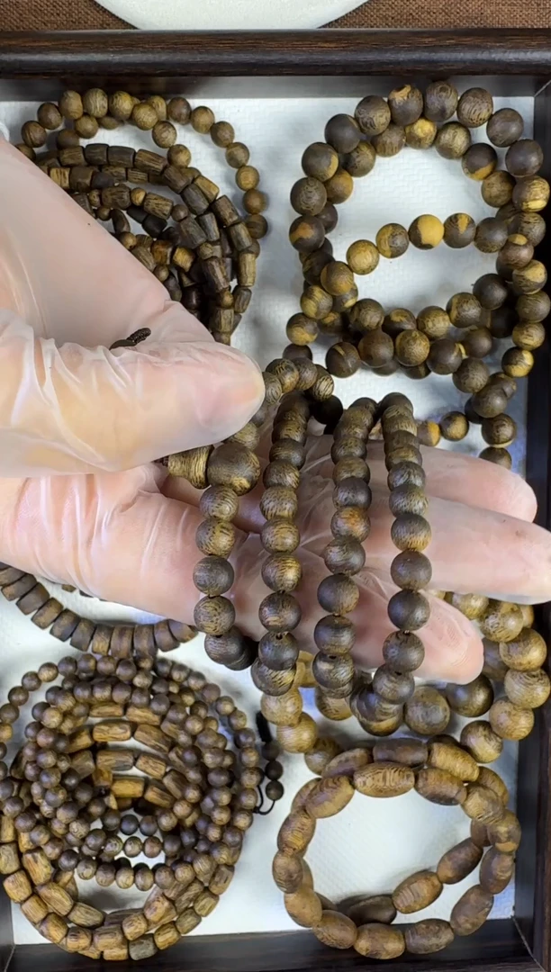 沉香手串0617奇楠沉香多圈圆珠手串