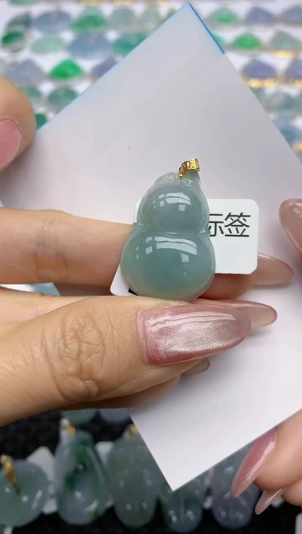 【闪购商品】翡翠挂件18K金镶嵌天然翡翠A货