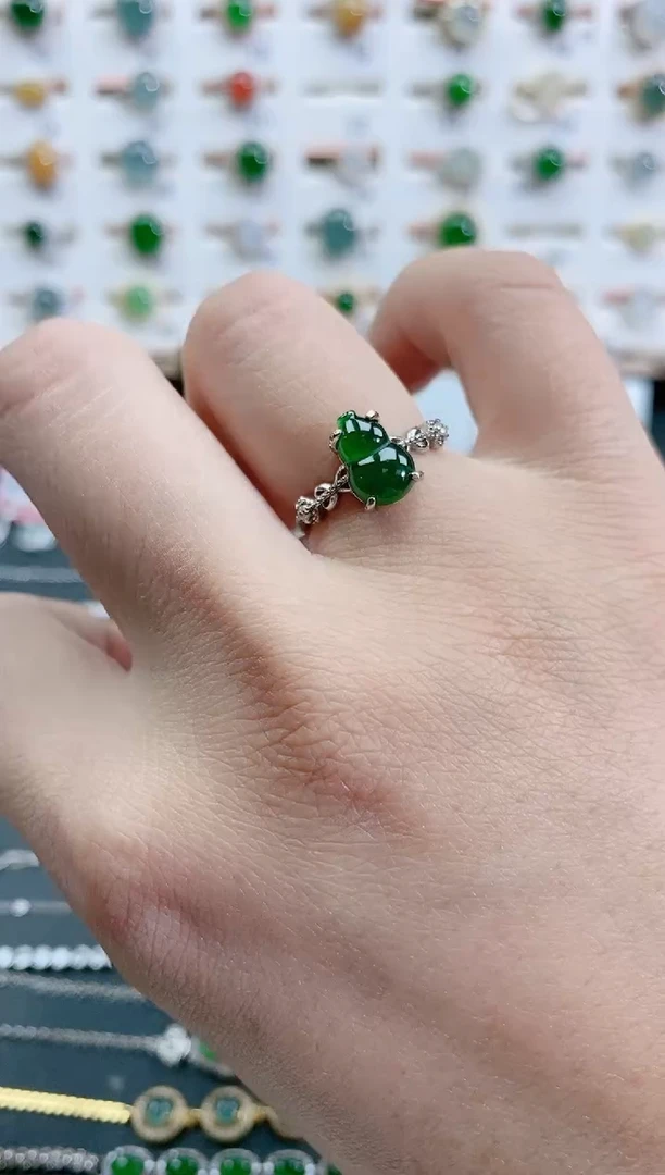 银S925镶嵌戒指翡翠天然翡翠