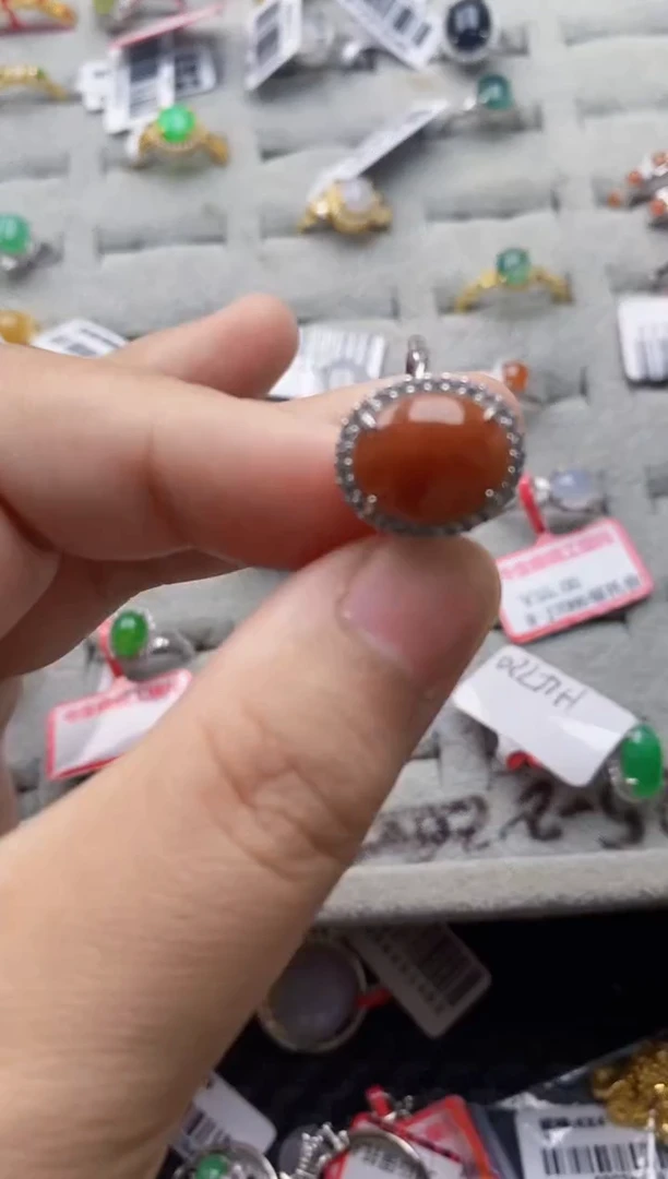 翡翠戒指银S925镶嵌5555---2