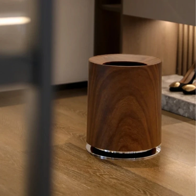 木纹垃圾桶家用仿双层无盖大容量垃圾桶客厅高颜值置物架复古中式