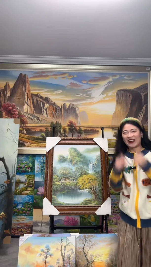 【闪购商品】油画纯手绘油画三联风景