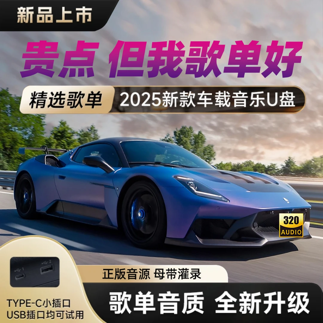 2025新款升级精选车载音乐u盘 网络流行热歌 中文DJ母带音源正版