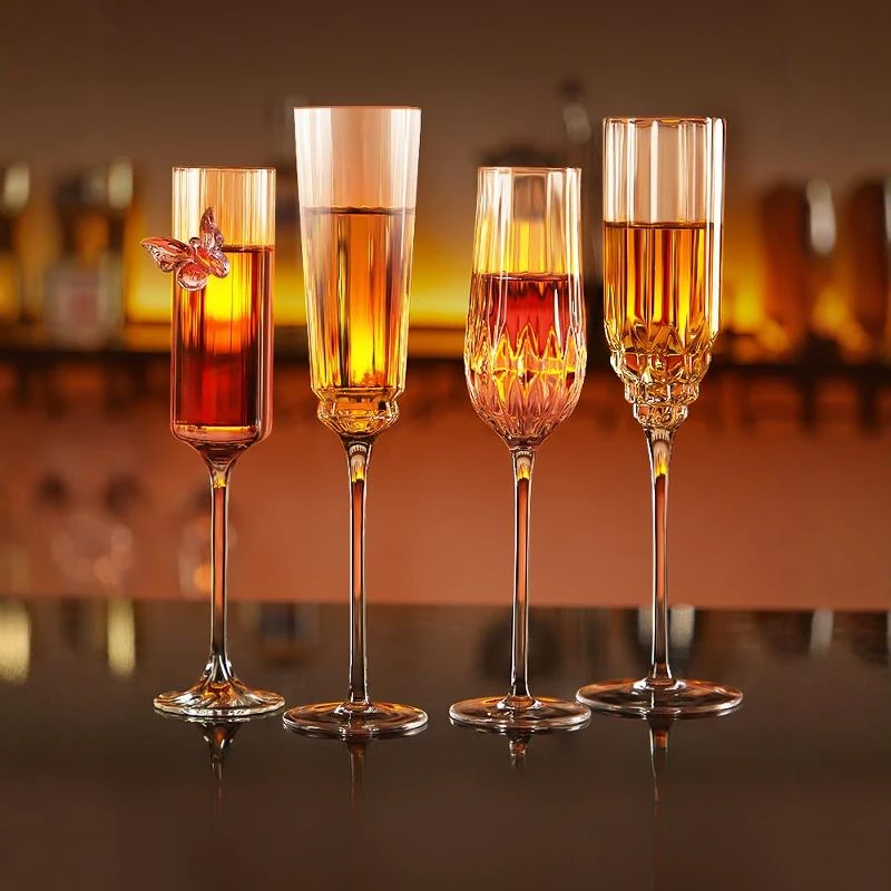 水晶玻璃香槟杯轻奢起泡酒杯高脚杯高颜值甜酒杯酒吧鸡尾酒杯