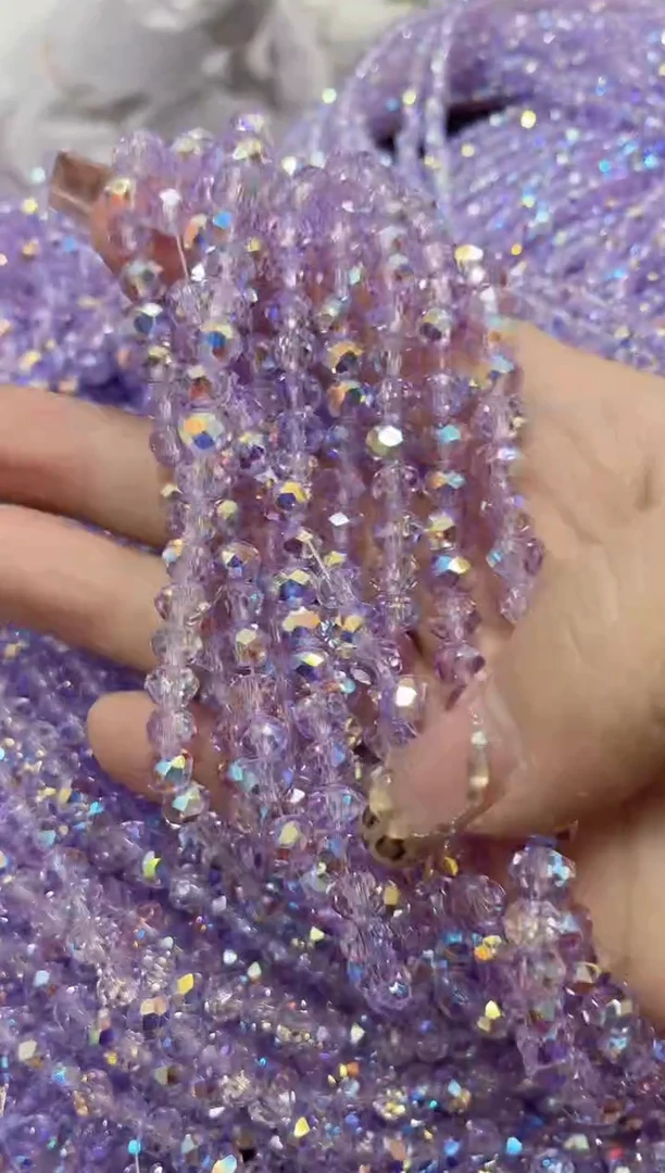 玻璃A29卡4水晶扁10条进口彩紫色