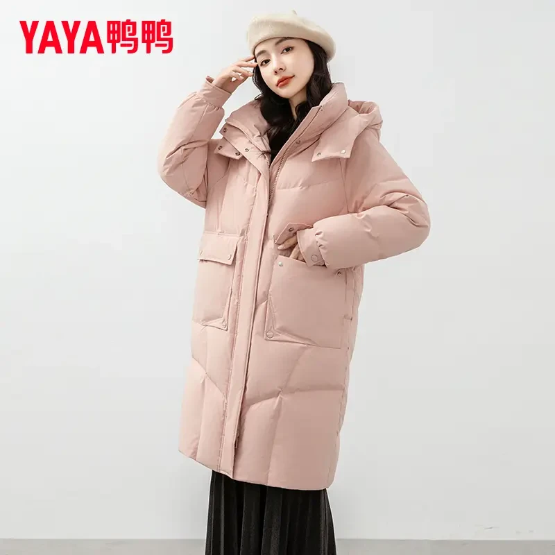 YAYA/鸭鸭羽绒服女中长款休闲百搭韩版通勤保暖厚外套YE4B600775L