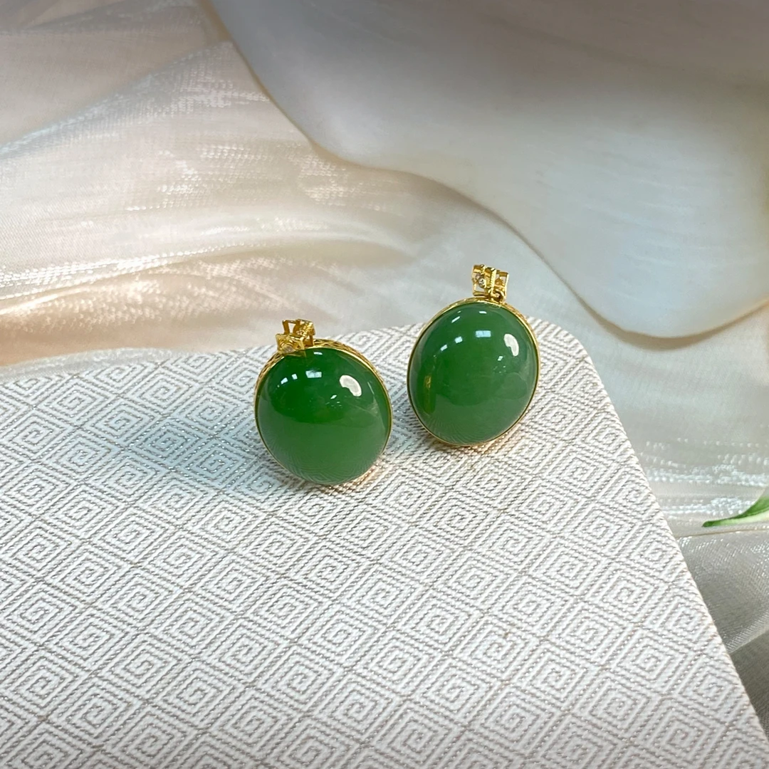 和田玉18K金碧玉蛋面吊坠（多样性发其一）