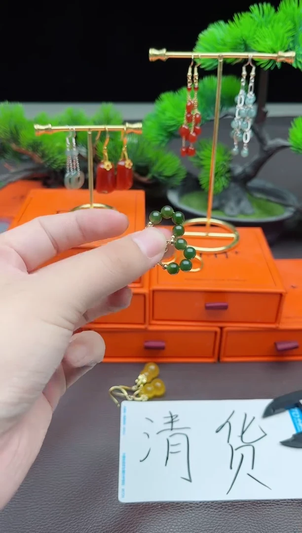 和田玉银S925镶嵌耳饰和田玉耳包