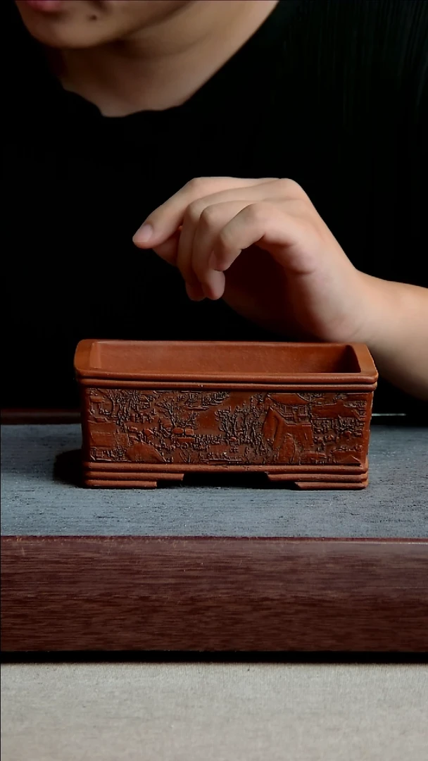 紫砂花盆14*10*4.8内径紫砂花盆