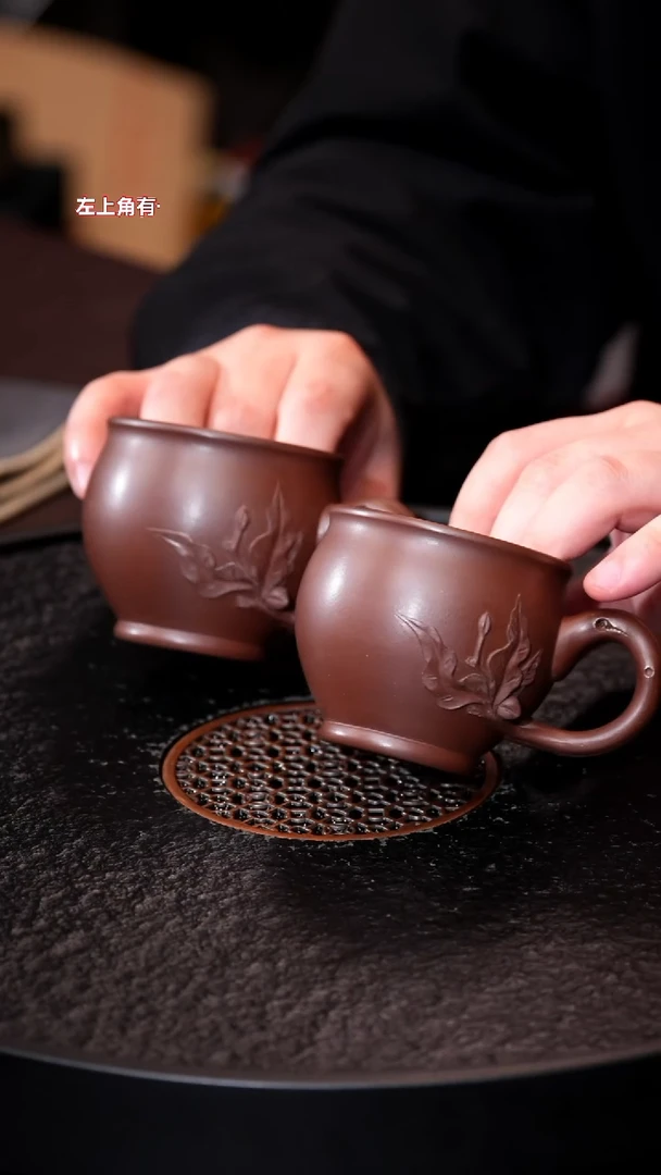 茶杯紫砂紫砂寿桃对杯