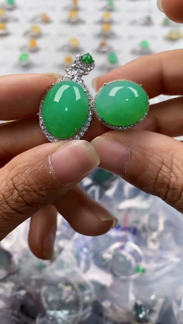 银S925镶嵌戒指翡翠222----9