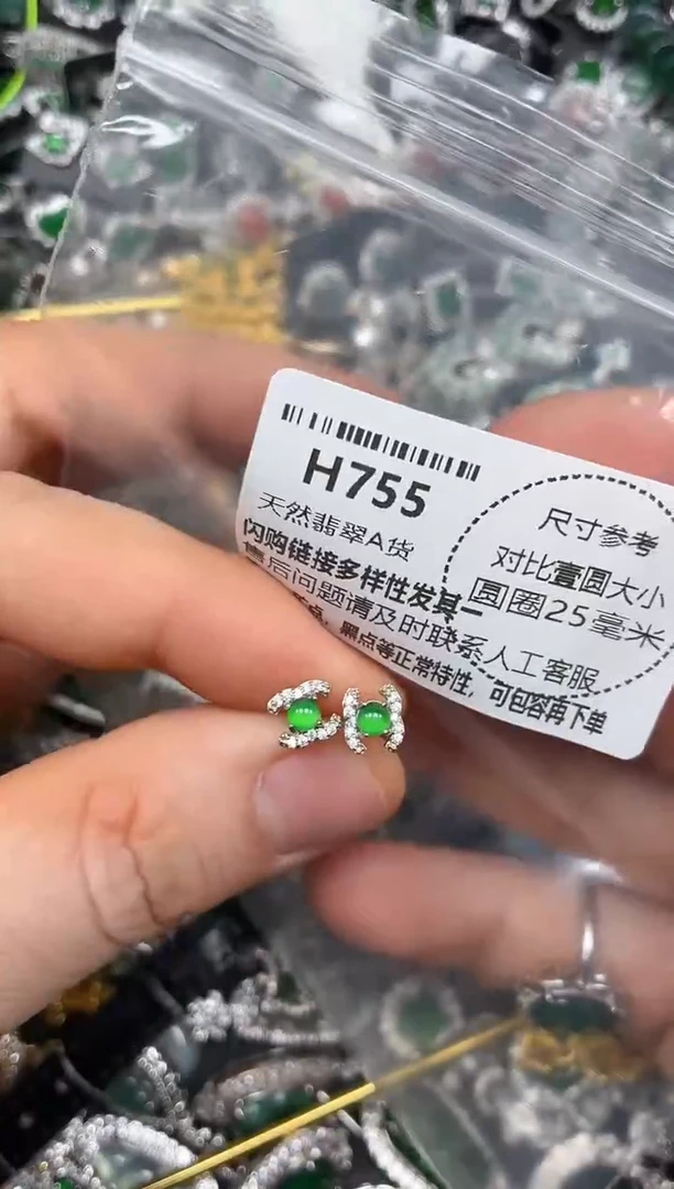 颈饰未镶嵌翡翠H755耳钉