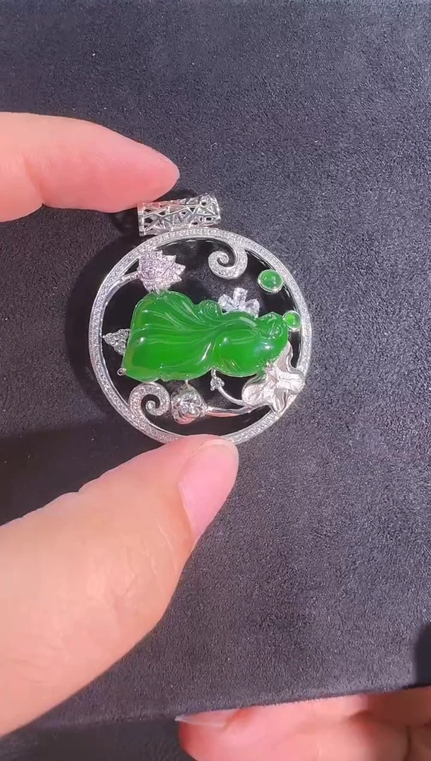 吊坠(不含链)银S925镶嵌翡翠吊坠