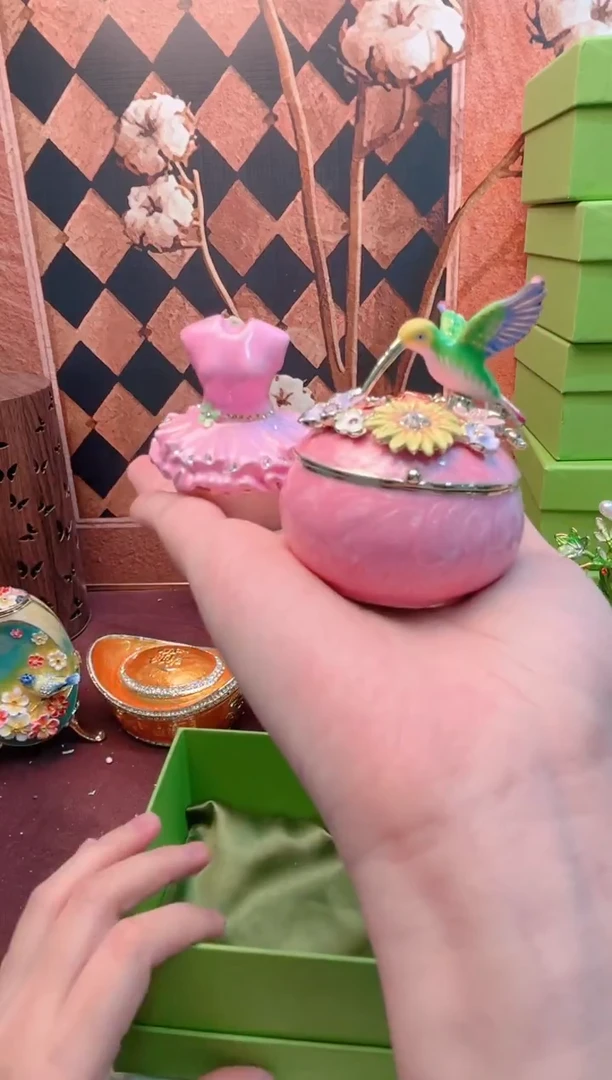 锌合金珐琅彩首饰盒摆件默认微瑕不退不换～