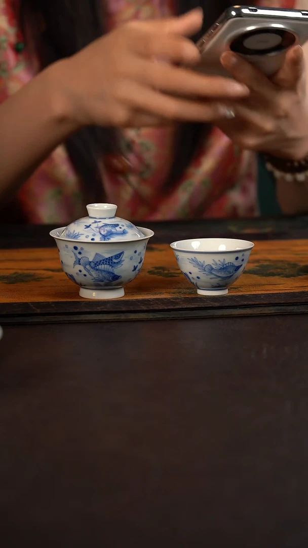 杯聚澜堂好多鱼小宝宝盖碗加鸡心杯