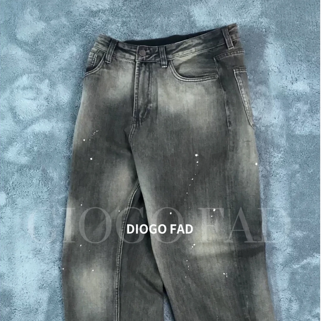 重洗水阔腿牛仔裤男士休闲水洗做旧