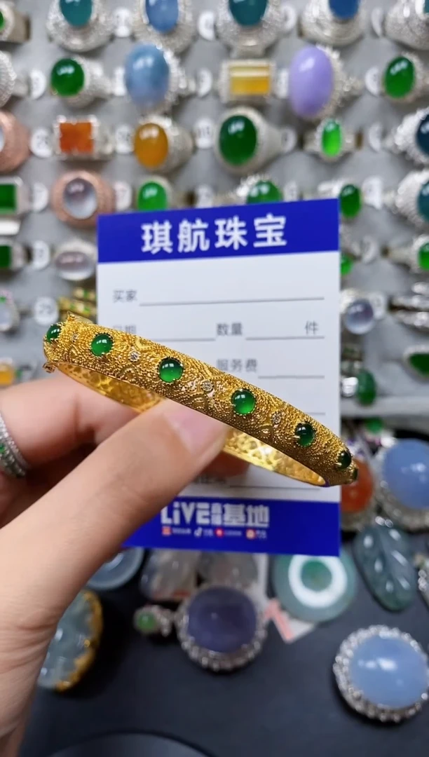 【闪购商品】翡翠手镯银S925镶嵌0347