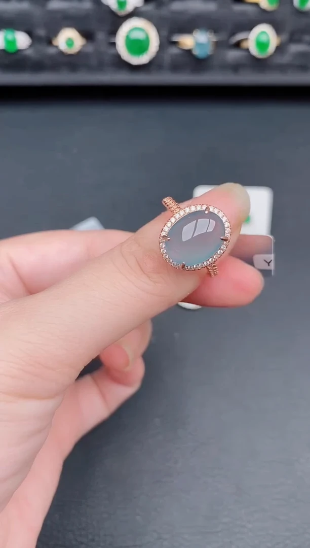 银S925镶嵌戒指翡翠天然a货翡翠194