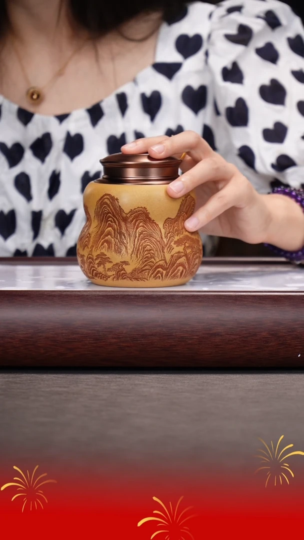 茶壶紫砂葫芦茶叶罐（小）