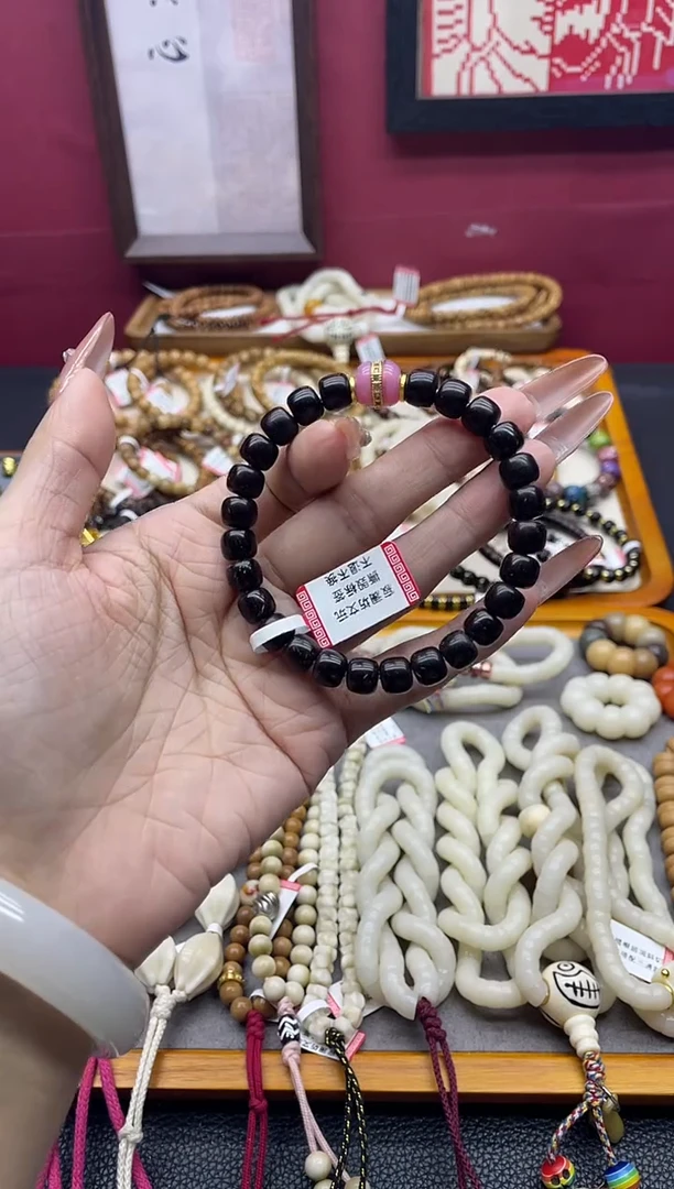 手串椰蒂印尼椰蒂8mm老型桶珠手串搭配粉紫汉堡