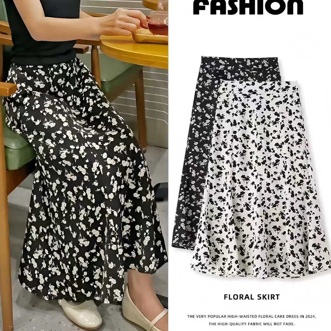 小个子碎花半身裙2025新款夏季韩版高腰中长款a字裙显高显瘦裙子