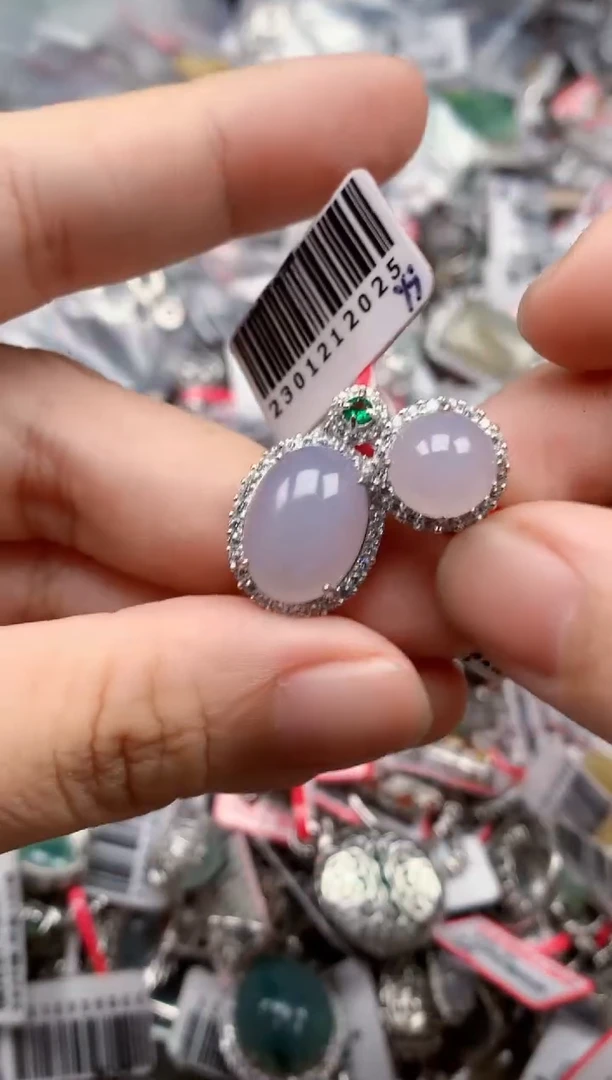 银S925镶嵌戒指翡翠天然A货缅甸翡翠